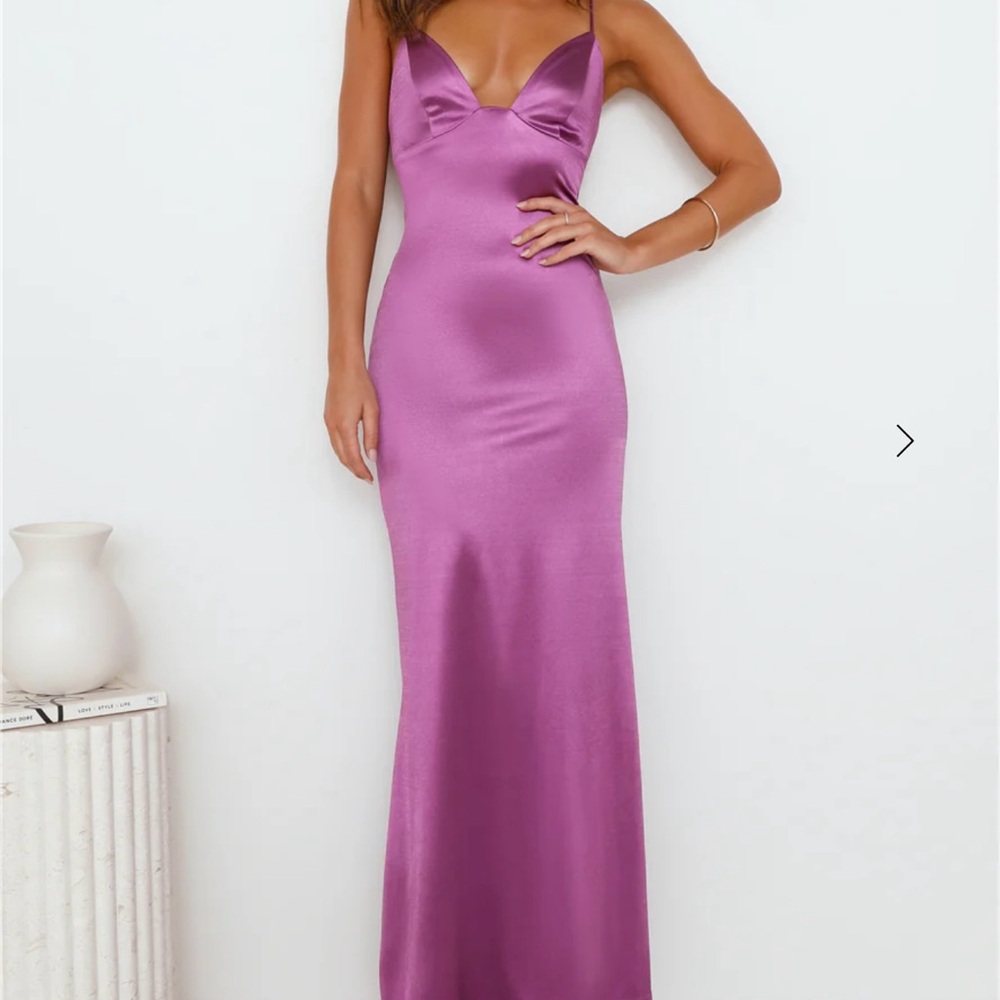 HELLO MOLLY EVENTS OF CLASS SATIN MAXI DRESS PURPLE